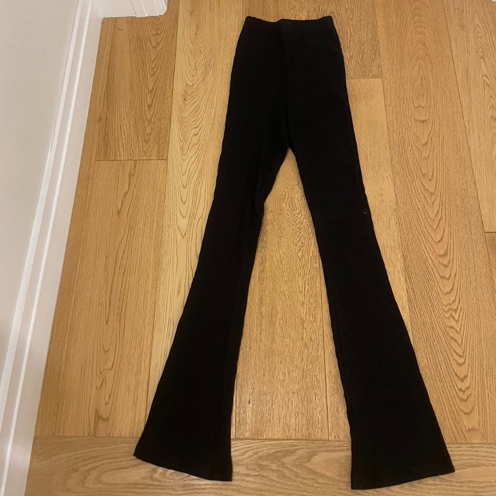 Women’s Missguided Tall Black Ribbed Flare Pants